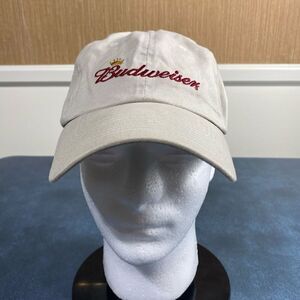 Men's Vintage 2005 Embroidered Budweiser Strapback Baseball Cap Cream One Size